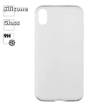 Защитная крышка "LP" для Apple iPhone XR "Glass Case" с прозрачной рамкой, прозрачное стекло (коробка)