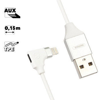 USB кабель Remax Lightning Data Cable & Audio Adaptor 2 в 1 15 см RL-LA01, белый