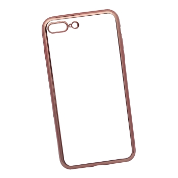 Силиконовый чехол "LP" для Apple iPhone 7 Plus, 8 Plus TPU (прозрачный с розовой хром рамкой (европакет))